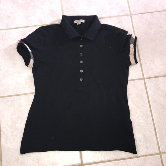 Burberry Black Short Sleeve Tee with Tan Accents - Picture 2 of 8
